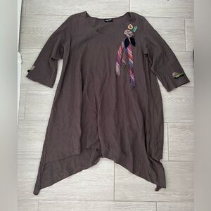 Lee Andersen Harper Tunic Brown size large made in USA EUC